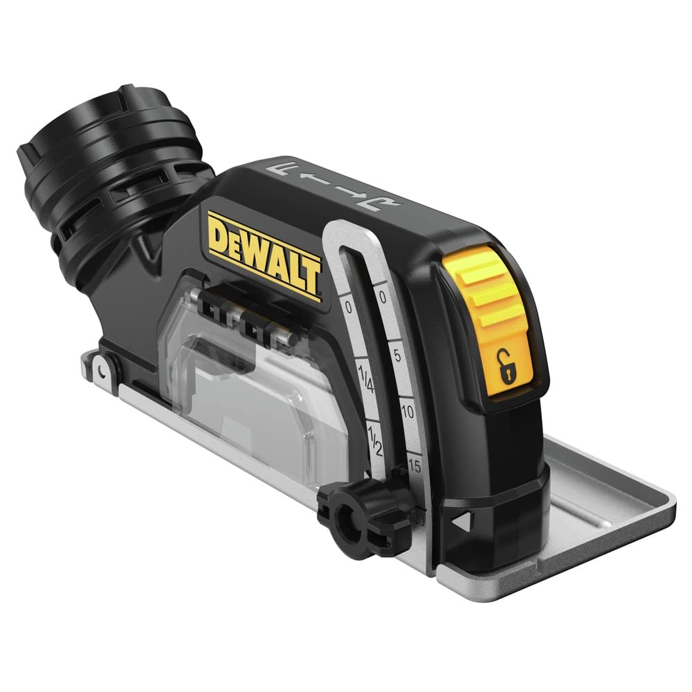 DEWALT depth adjustment helps set precise cut depth up to 7/8 in