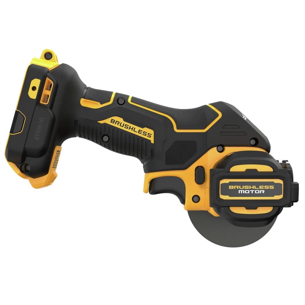 DEWALT dust shroud with adjustable shoe keeps debris contained