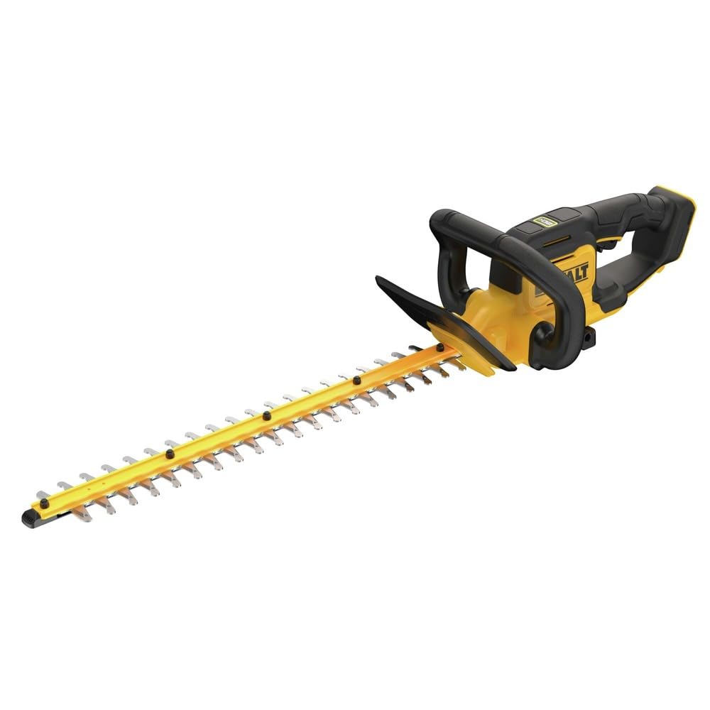 DEWALT laser-cut blades for precise, fast hedge trimming