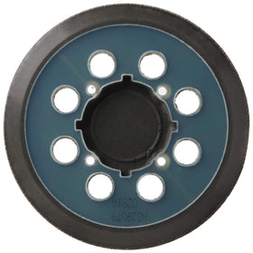 DEWALT 5-inch hook-and-loop pad on a sander enables quick grit changes.