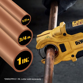 DEWALT Impact Connect four-time faster cuts compared to manual copper cutters.