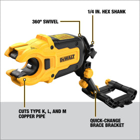 DEWALT Impact Connect quick-change brace enabling switch between cutting and driving.