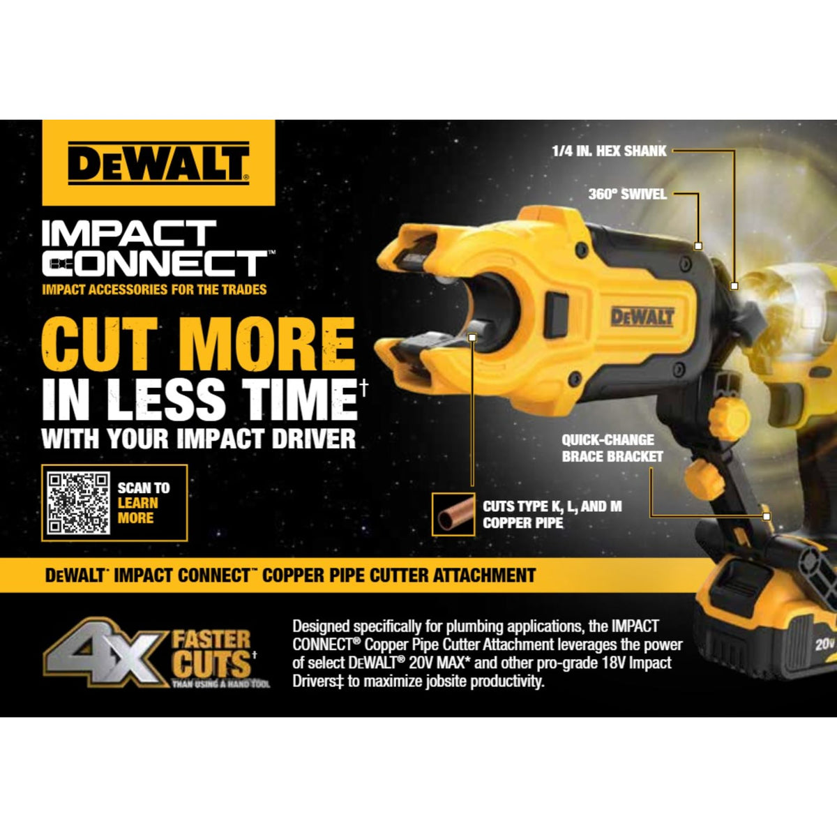 DEWALT Impact Connect handles common plumbing tasks with ease on-site.