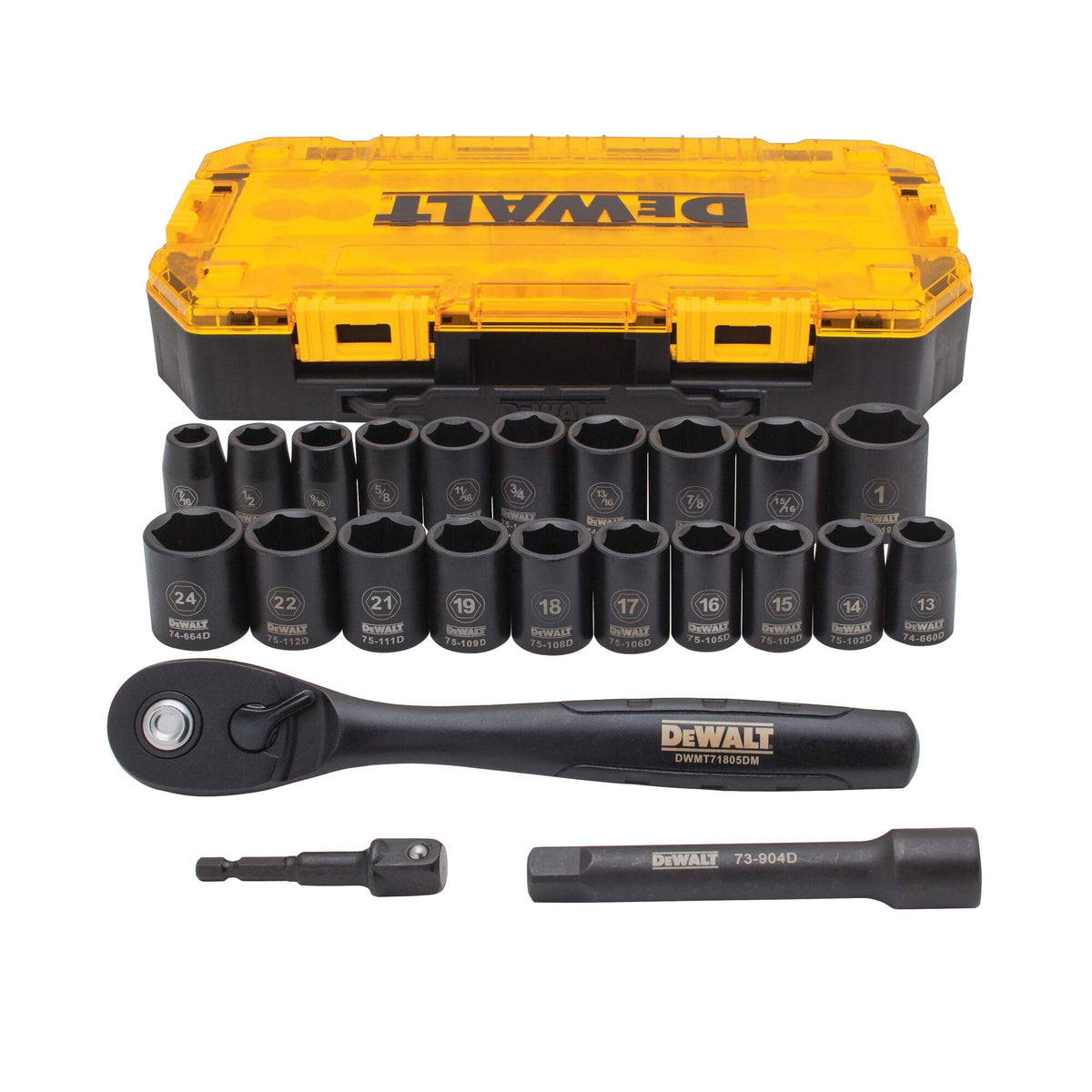 DEWALT impact socket set case showing organized storage and portability
