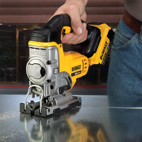 DEWALT removable shoe cover protects material surfaces during delicate cuts