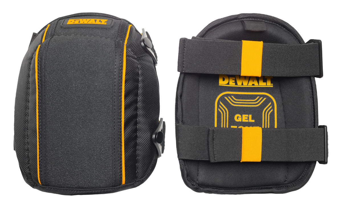 DEWALT knee pads with dual straps ensure a secure, adjustable fit.