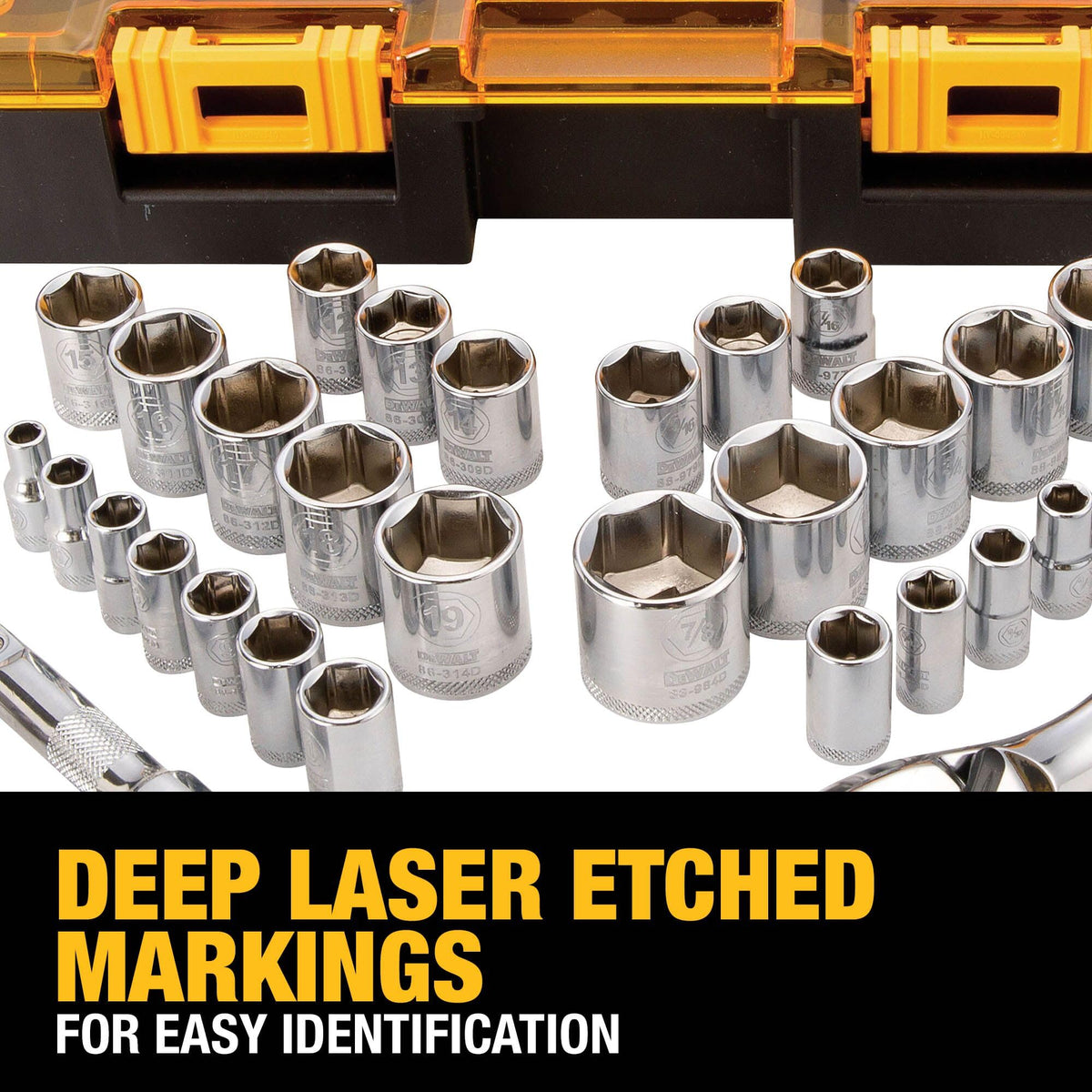 DEWALT knurled rings provide secure grip during handling