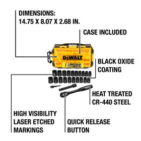 DEWALT laser-etched sockets for quick size identification