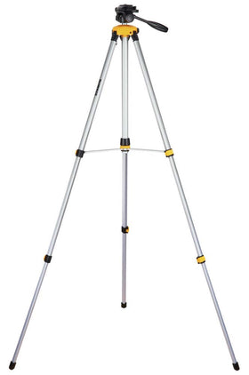 DEWALT laser level tripod with collapsible legs speeds up on-site setup.