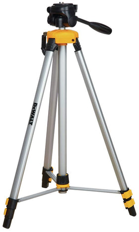 DEWALT laser level tripod with tilting head supports precise alignment on job sites.
