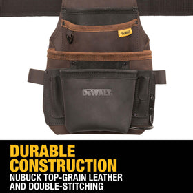 DEWALT leather pouch-belt sturdy carry handle for transport.