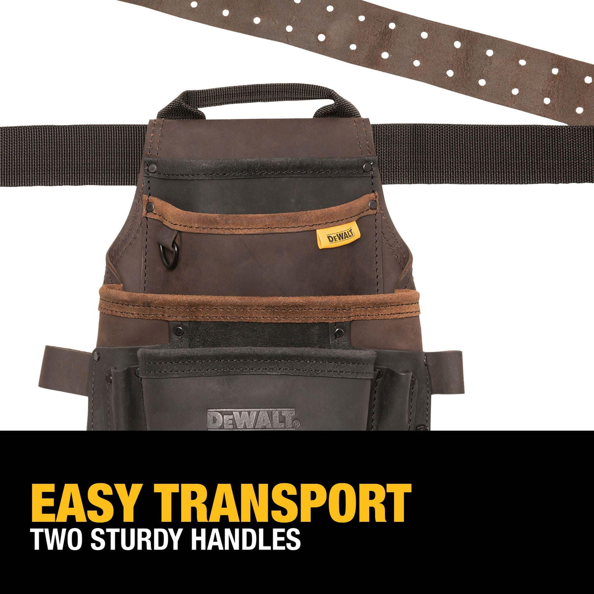 DEWALT leather pouch-belt durable nubuck top-grain leather.