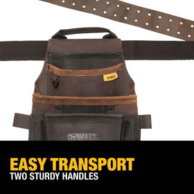 DEWALT leather pouch-belt durable nubuck top-grain leather.