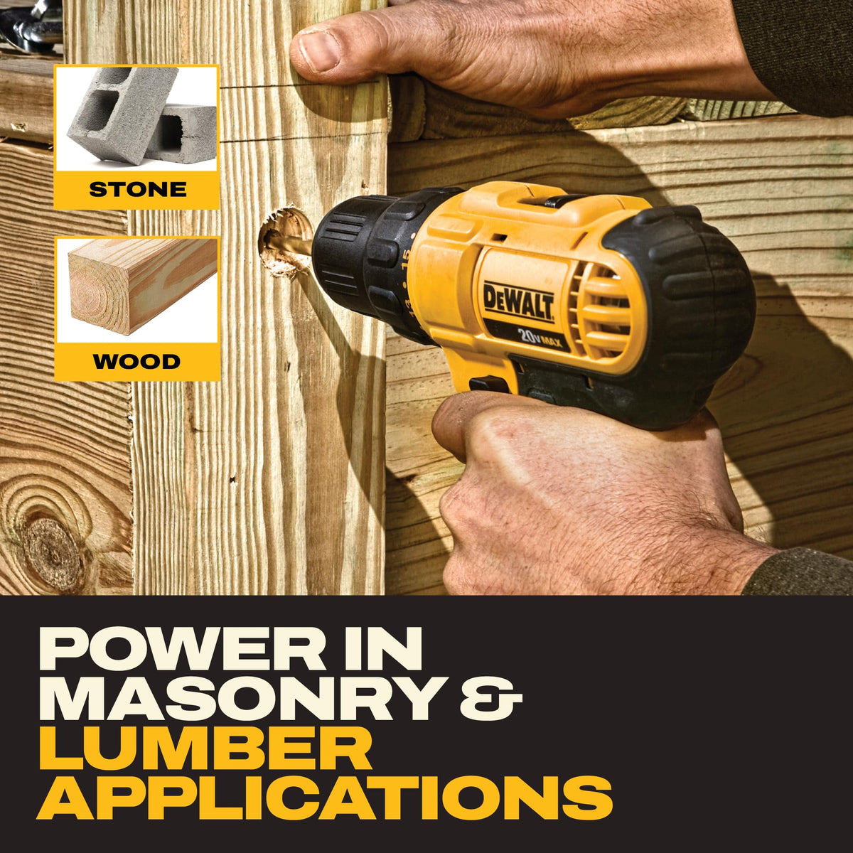DEWALT integrated LED work light improves visibility in dim spots
