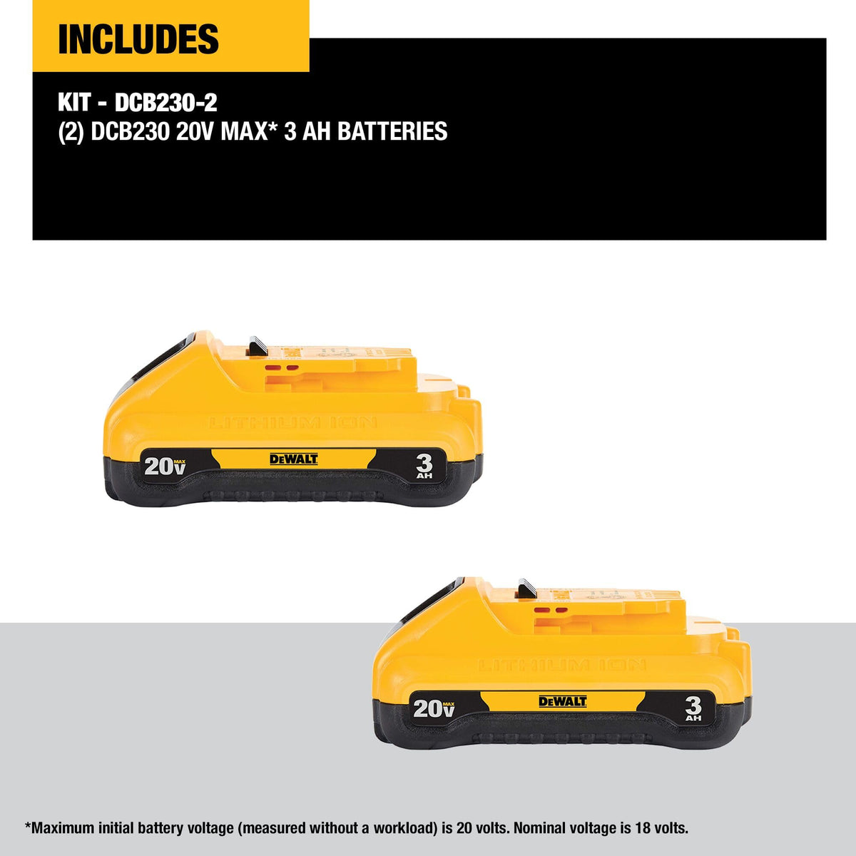 DEWALT lightweight 20V MAX battery designed for easier handling