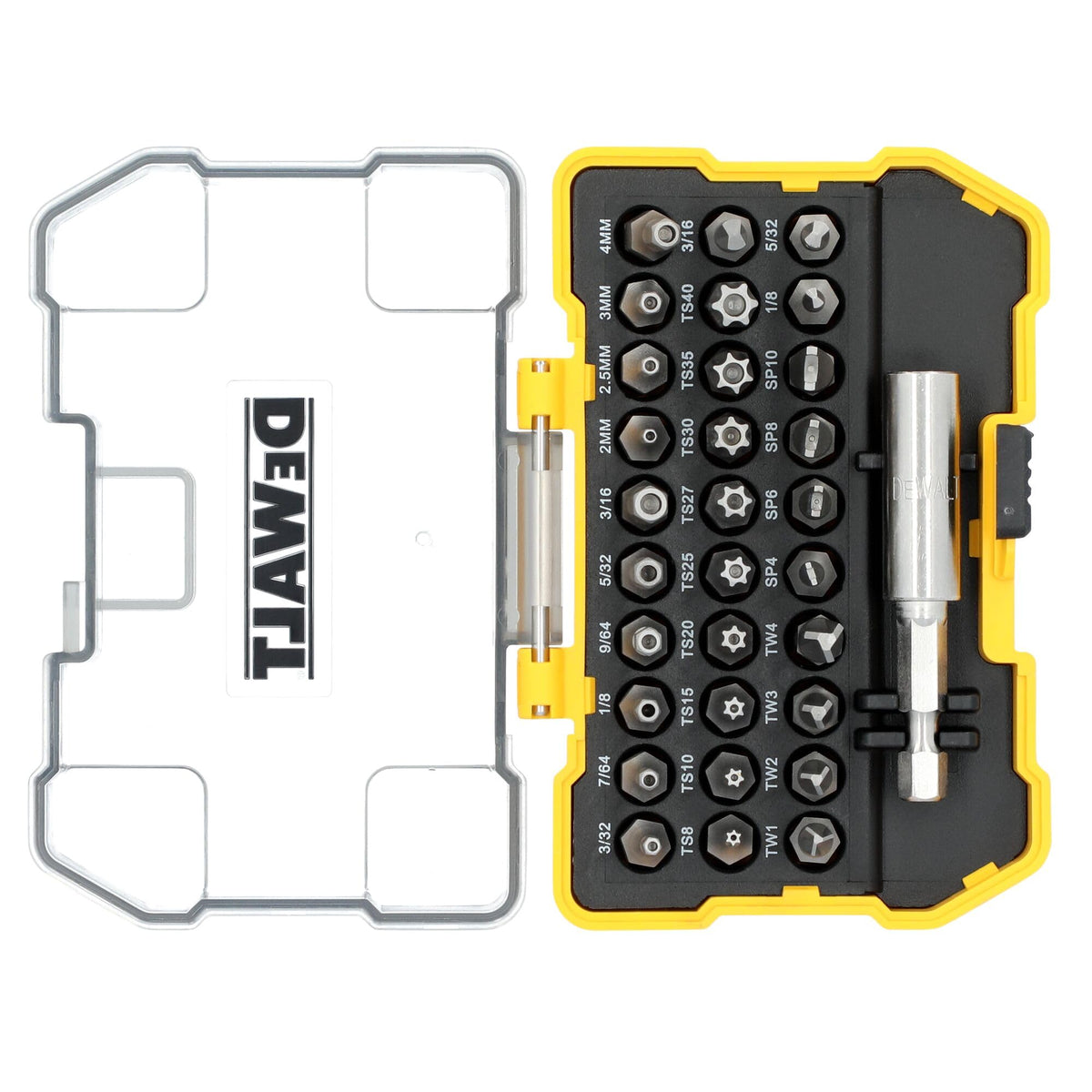 DEWALT magnetic bit holder shown for quick retention.