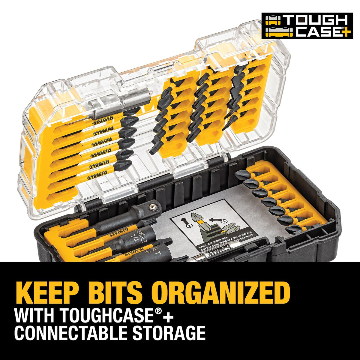 DEWALT magnetic screw-lock sleeve minimizes drops during driving.