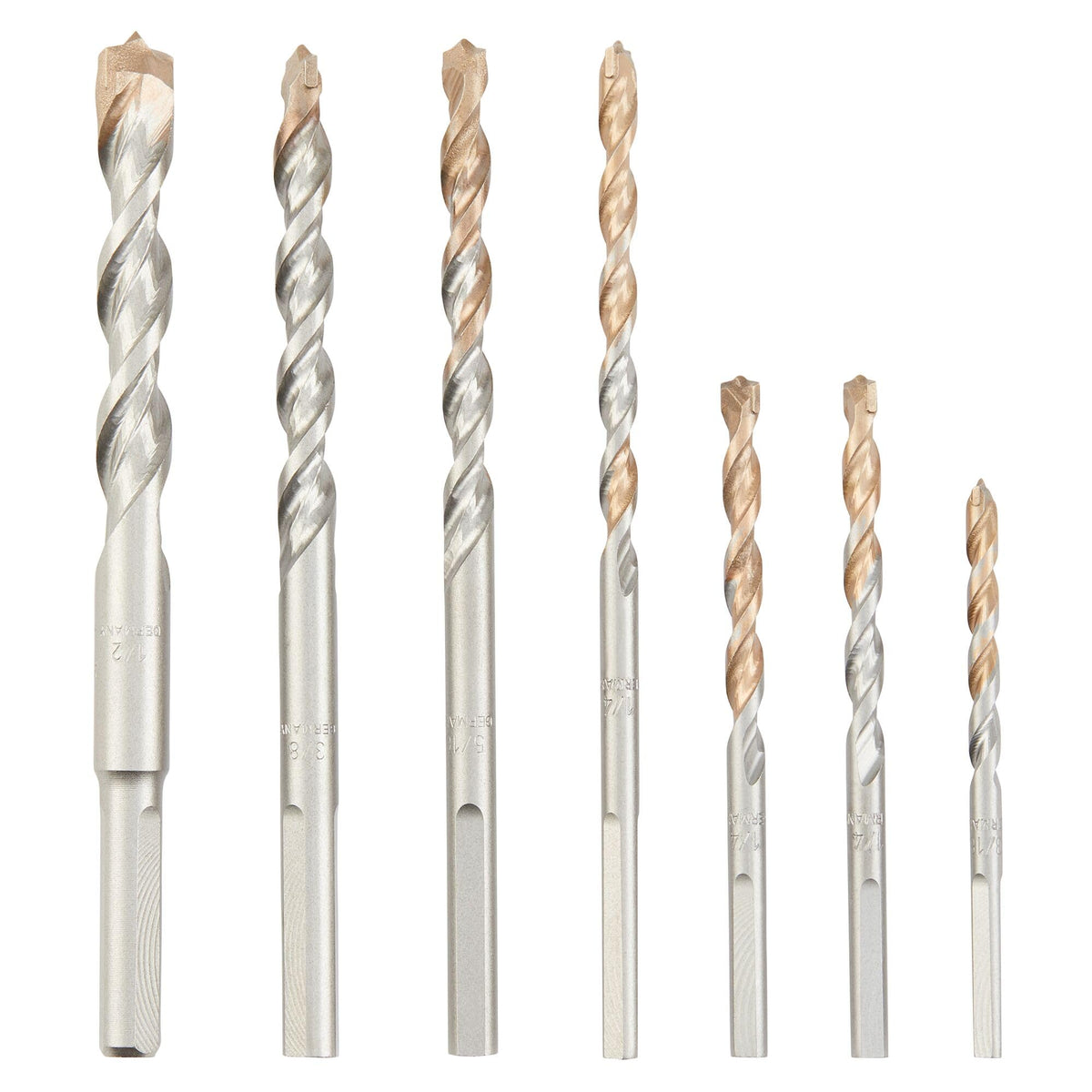 DEWALT DW5207 7-piece masonry drill bit set with carbide tips for longer life.