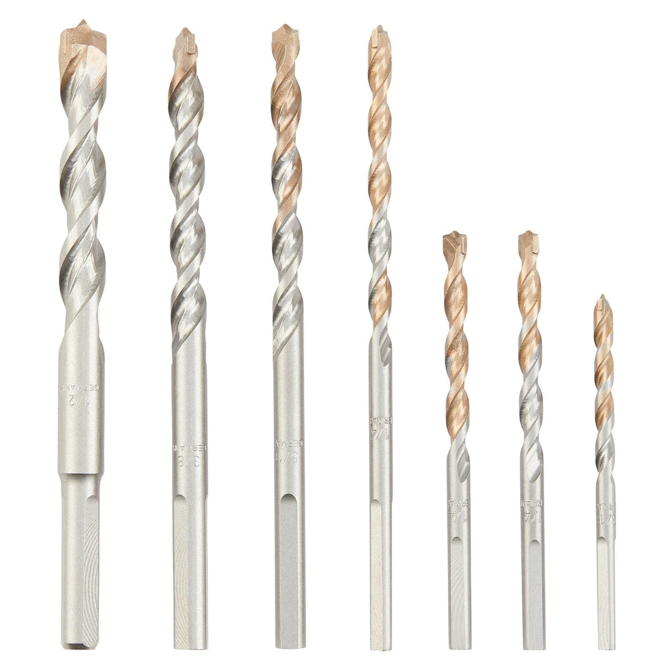 DEWALT DW5207 7-piece masonry drill bit set with carbide tips for longer life.