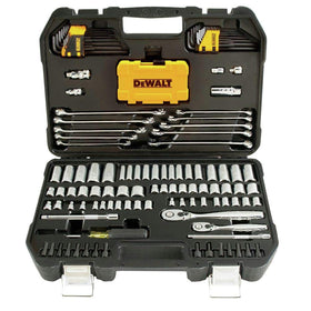 DEWALT mechanics tool set with pear head ratchets for precise control in tight spaces.