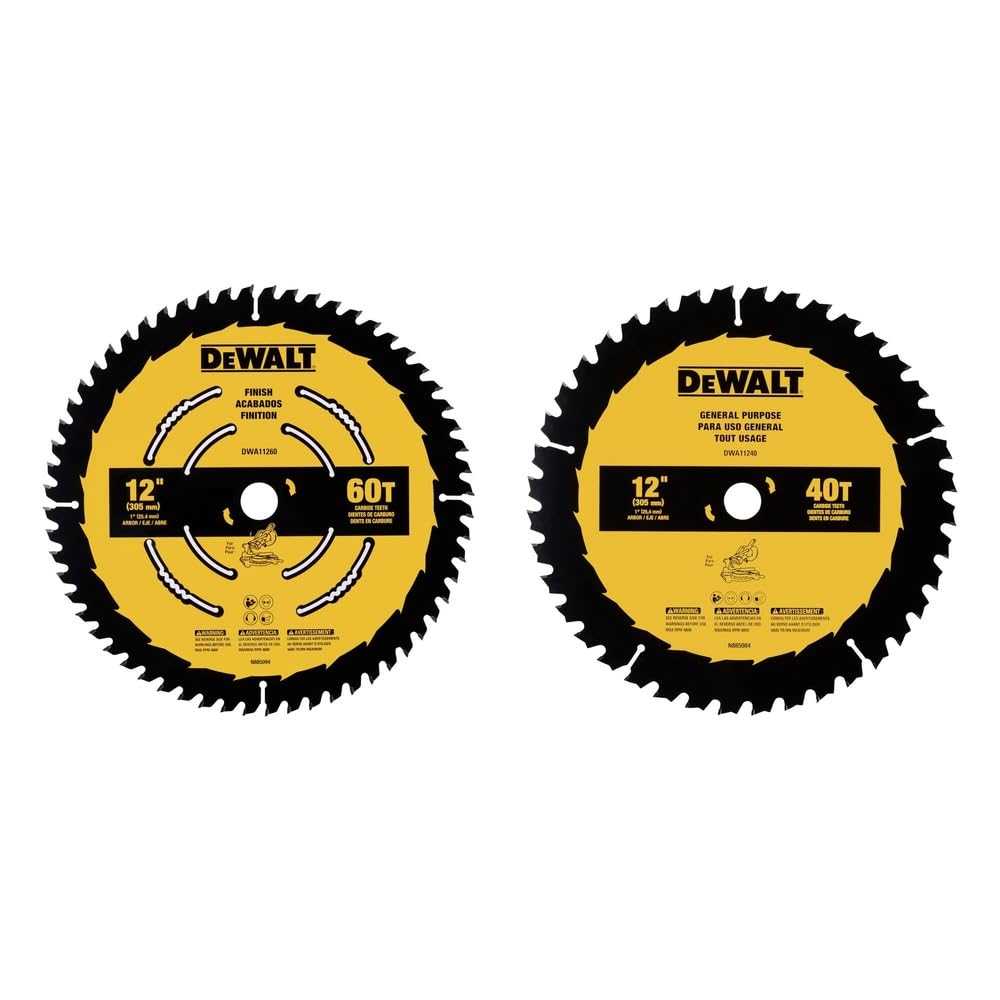 DEWALT 12-inch 40T blade for fine finish cuts with high precision.