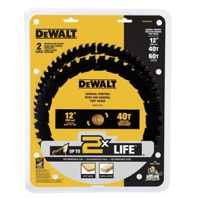 DEWALT 12-inch 60T blade for clean crosscuts and smooth finishes.