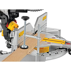 DEWALT miter saw dust duct concentrates debris at the cut