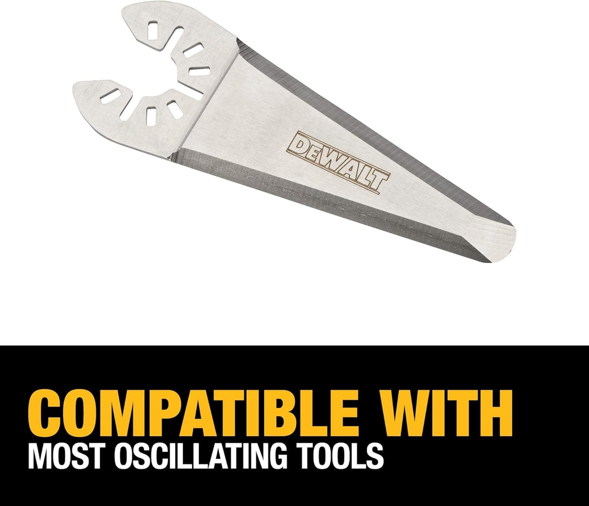 DEWALT nail-embedded wood cutting demo with high-life coating for extended blade life.