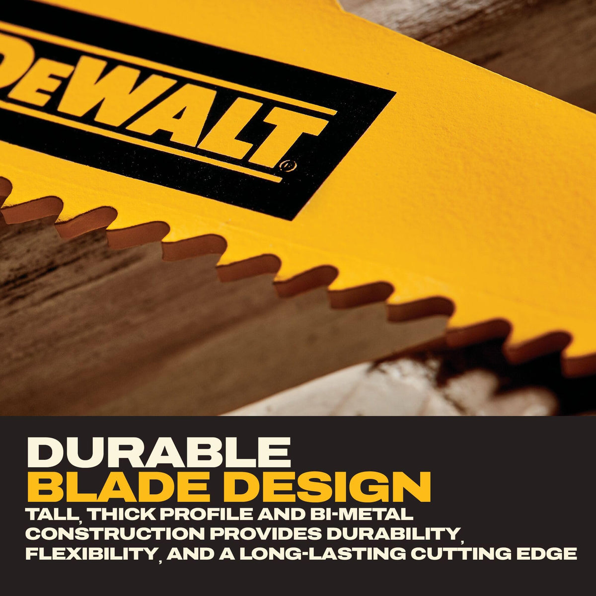 DEWALT 9-inch 6 TPI taper-back wood blade for aggressive wood cutting