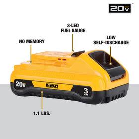 DEWALT no memory and low self-discharge for consistent performance
