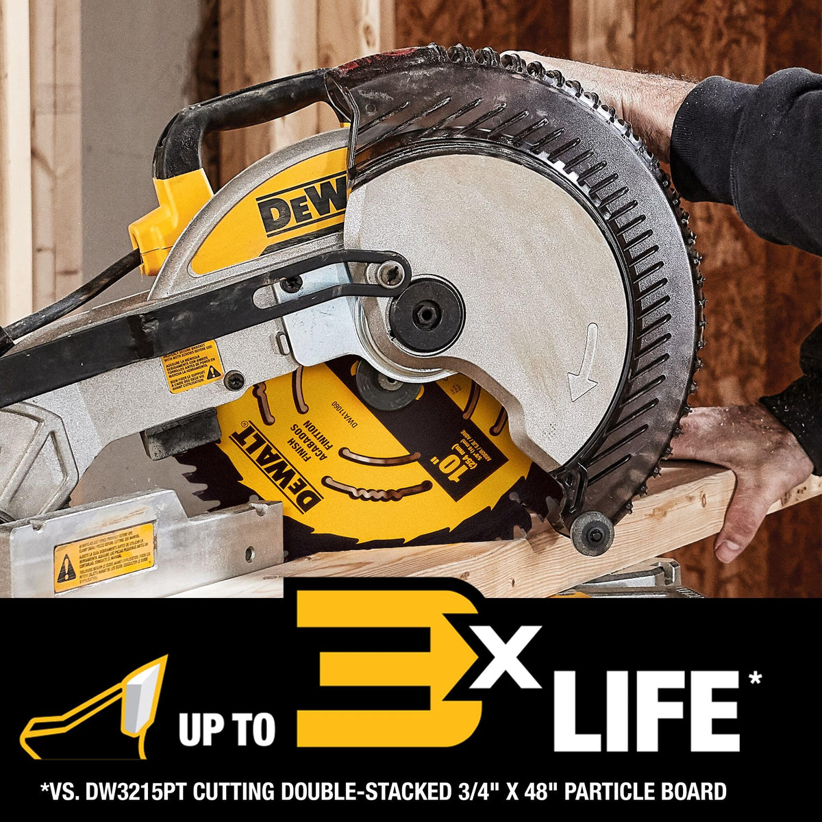 DEWALT blade body-slot design close-up illustrating low vibration.