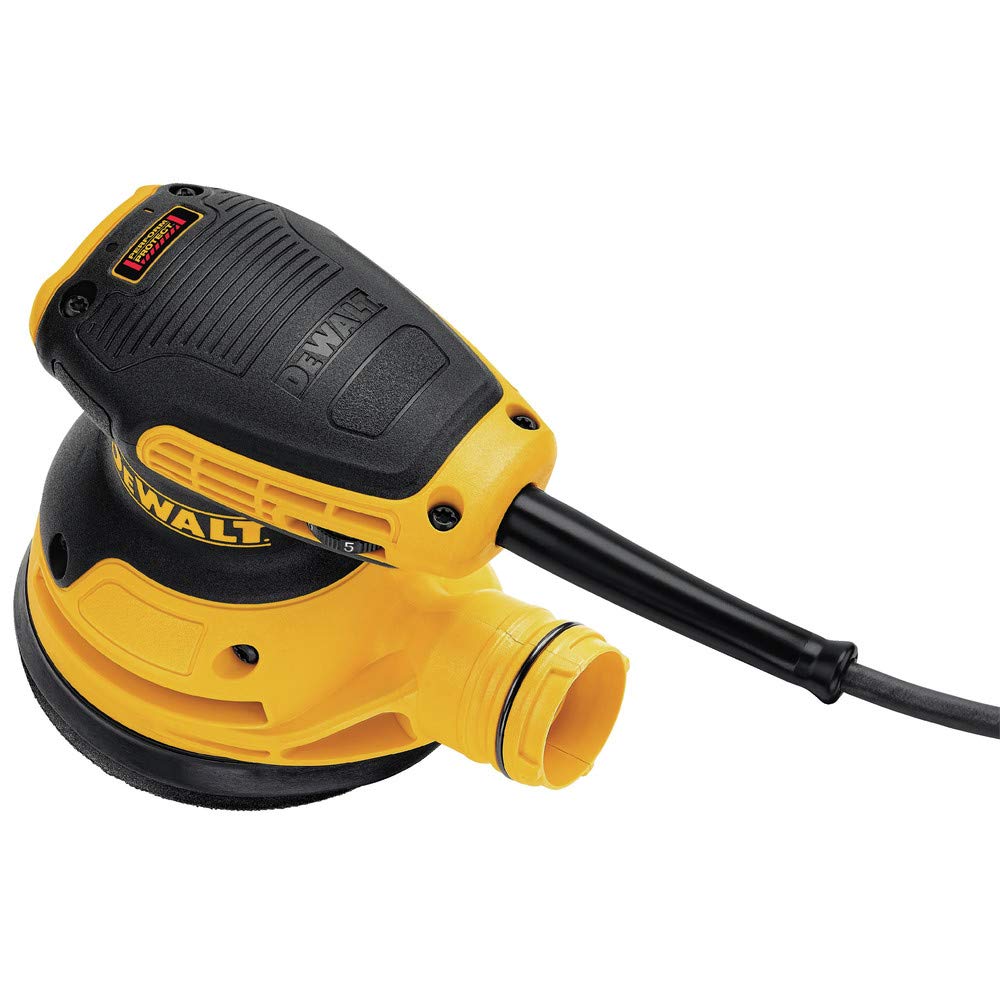 DEWALT DWE6423K dust port attached to vacuum for cleaner work surfaces