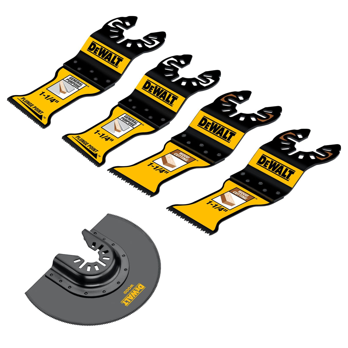 DEWALT oscillating blades set for general use with long life and precise plunges