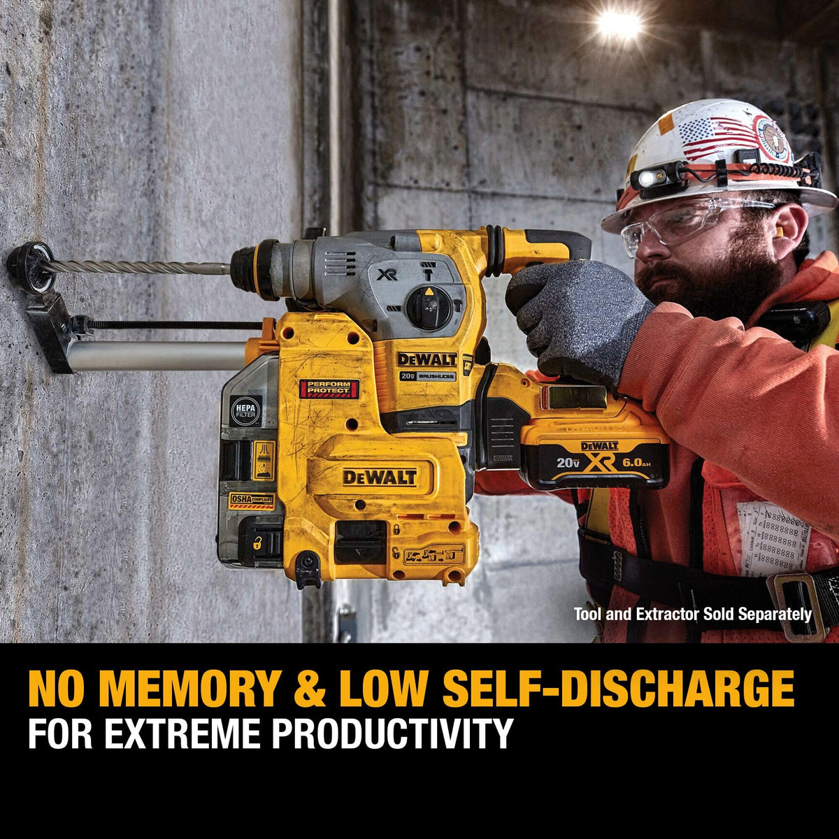 DEWALT packaging box showcasing official branding and included batteries.