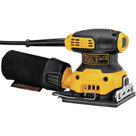 DEWALT palm sander DWE6411K foam pad supports flatter sanding plane.