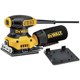 DEWALT palm sander DWE6411K front view shows compact design for tight spaces.