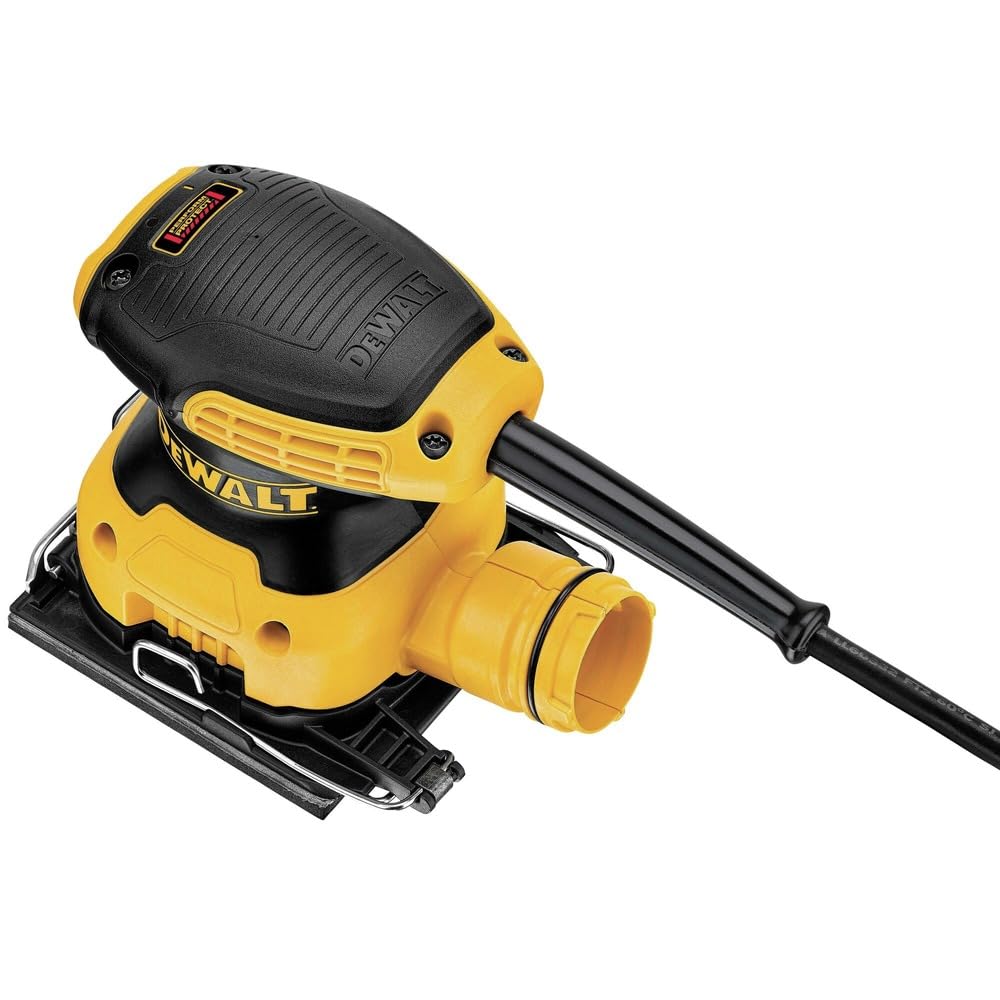 DEWALT palm sander DWE6411K compact height design enables closer work to surface.