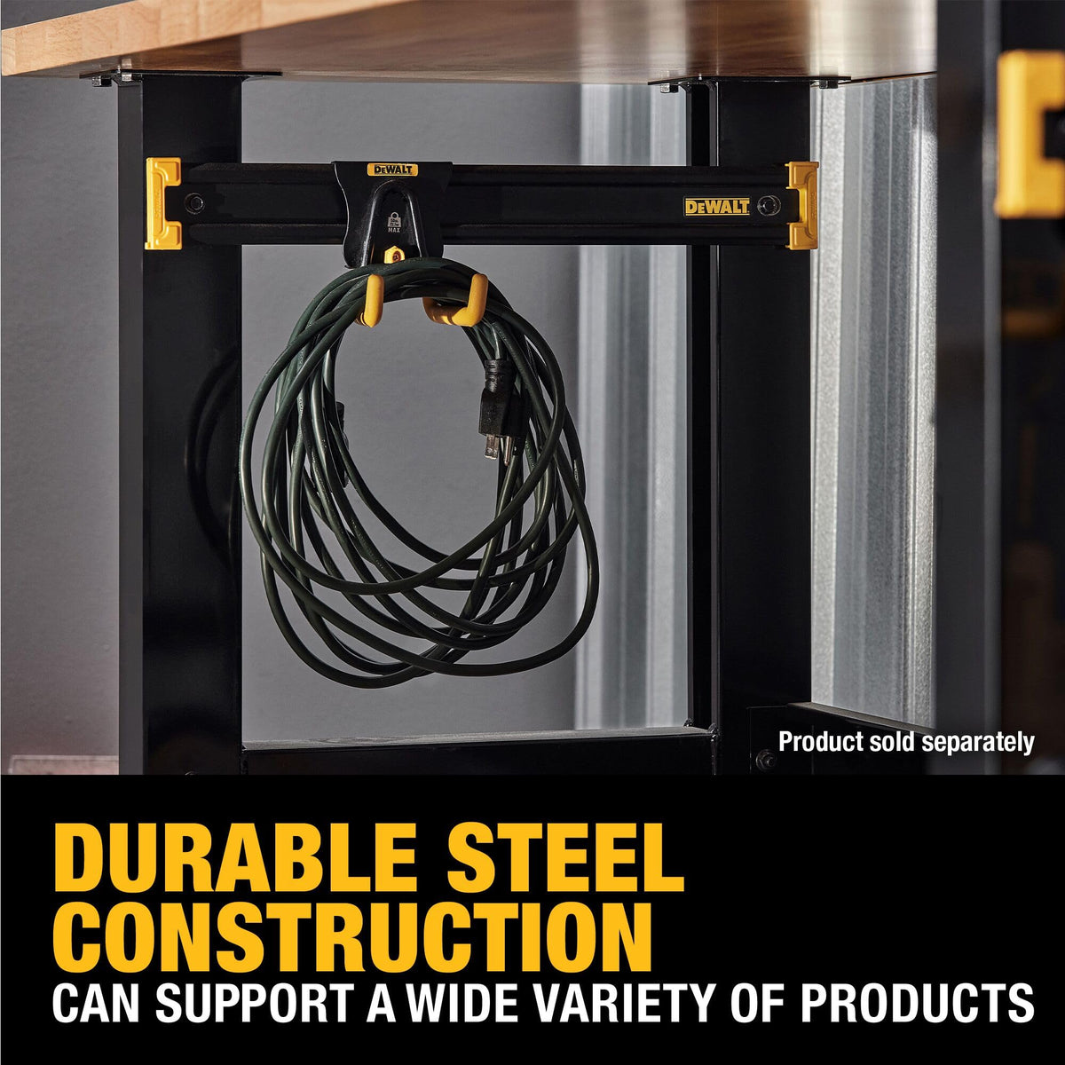 DEWALT patented latching system securely attaches accessories to the rail.