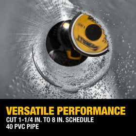Fixed blade design of DEWALT cutter prevents detachment mid-cut.