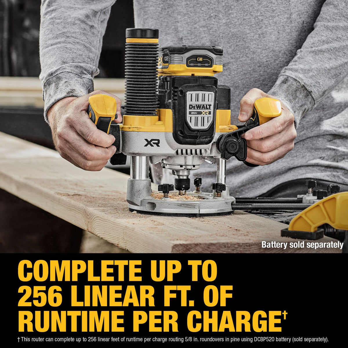 DEWALT tool-free plunge lock lever keeps hands on work.