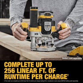 DEWALT tool-free plunge lock lever keeps hands on work.