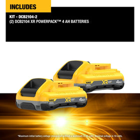 DEWALT PowerPack 4Ah with LED indicator showing charge status for uninterrupted work.