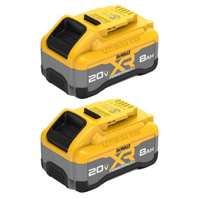 DEWALT Powerpack 8Ah battery front view showing extended run capability for tools
