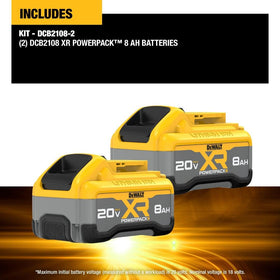 DEWALT Powerpack 8Ah battery side view highlighting compact rugged design