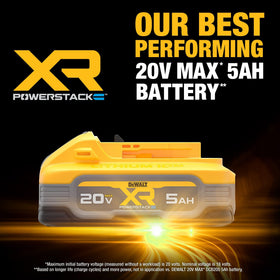 DEWALT Powerstack 20V Max 5Ah rubber base protecting finished surfaces