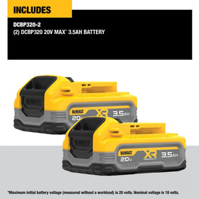 DEWALT PowerStack 3.5Ah battery in charger ready for use.