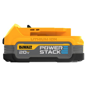 DEWALT 20V MAX compatibility with POWERSTACK ensures versatility on site.