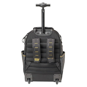 DEWALT Pro Backpack on Wheels dirt-repellant tarpaulin for easy cleaning after shifts.