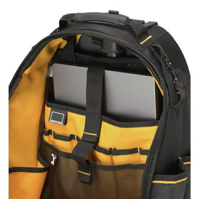 DEWALT Pro Backpack on Wheels rolling design enables easy transport between sites.