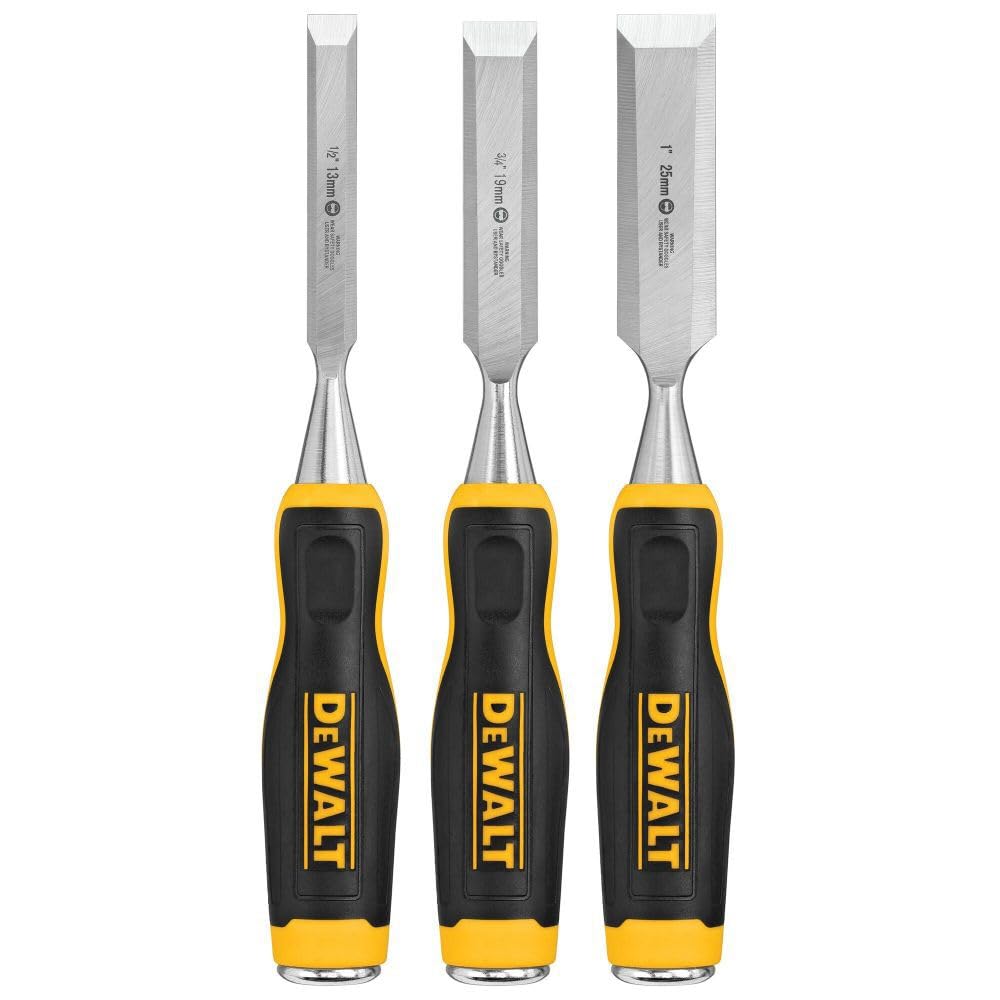 DEWALT Pro Wood Chisel Set 3 Piece front-angle view highlighting ergonomic handle for precise work